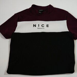 Forever 21 Size S Nice France Burgundy Crop Top Pre-Owned